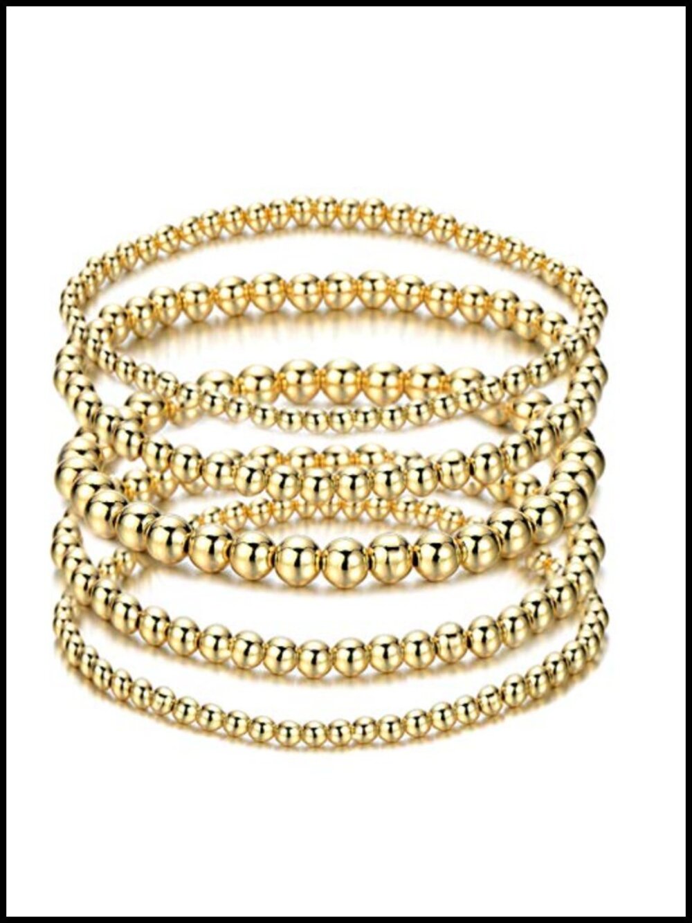 Gold Plated Beaded Bracelet Stack Stretch String Women Men